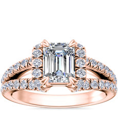 Split Semi Halo Diamond Engagement Ring in 14k Rose Gold (3/4 ct. tw)